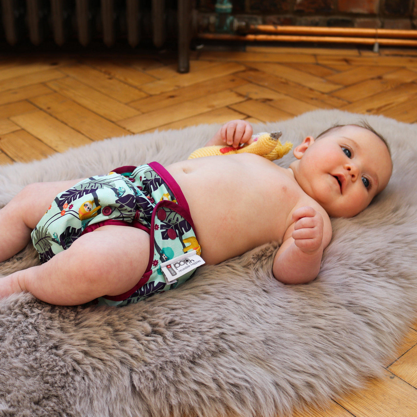 Pop-in Single Printed Reusable Popper Nappy +bamboo - Up In The Trees Collection - Close Parent